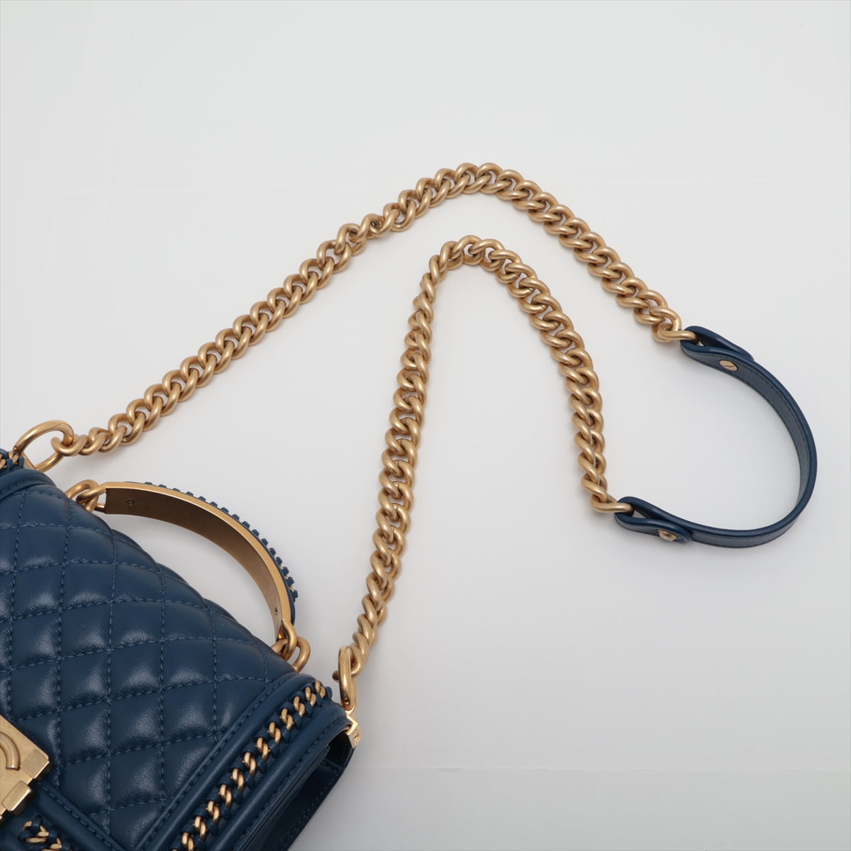 Chanel Boy Chanel 20 小鏈條皮革單肩包 藍色 G A67085