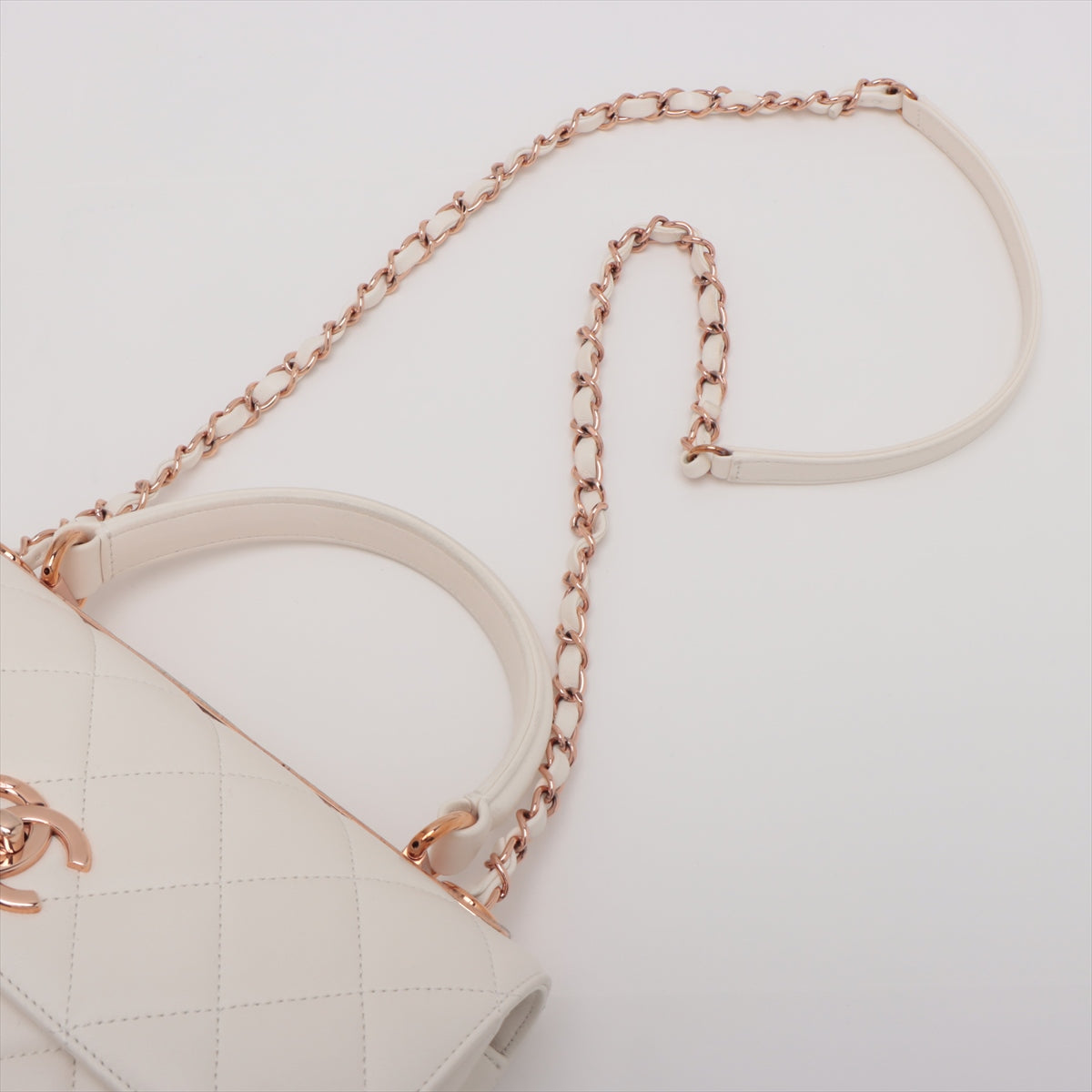 Chanel Matrasse  2WAY Handbag White Pink G Gold