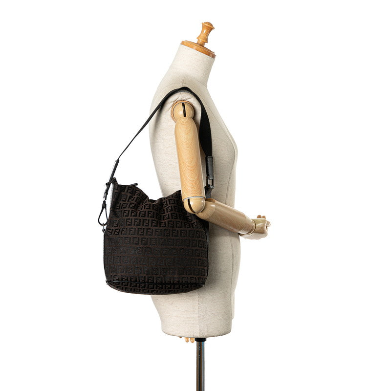 Fendi Zukiano One-Shoulder Bag Handbag Brown Canvas Leather  Fendi