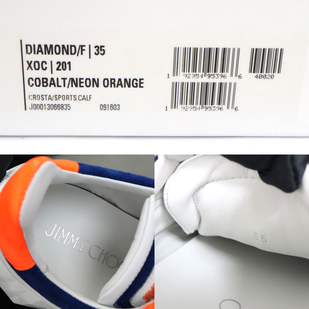Jimmy Choo Diamond/F XOC 201 Blue Orange White Leather Locker DatSneakers 35 22cm  Shoes