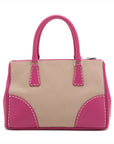 Prada canvas x leather 2WAY handbags pink B1801K