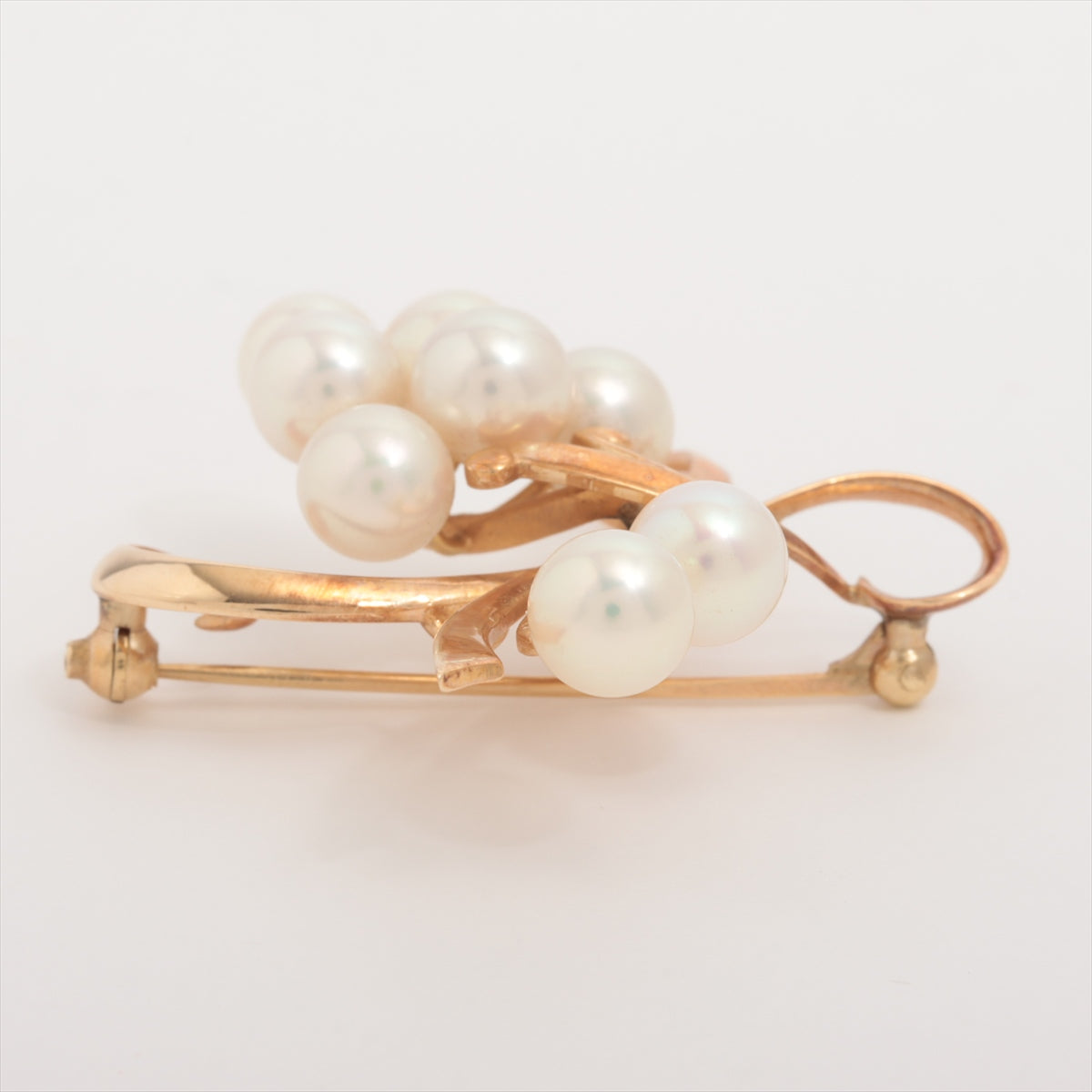 Mikimote Pearl Brooch K14 (YG) 8.8g about 6.5-7.0mm g-coloured hole-hole
