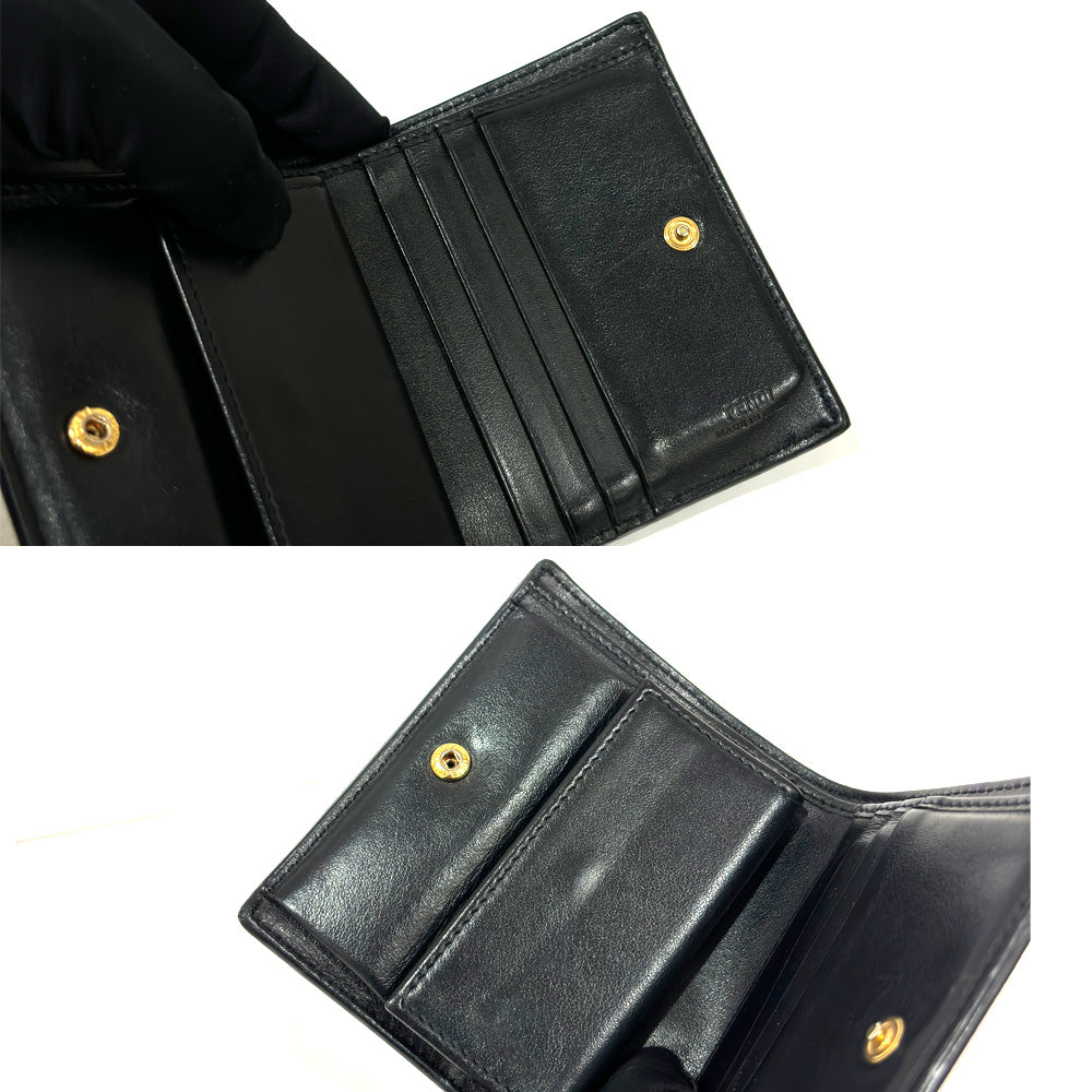 Fendi 8M0387 Leather Black Two Fold Wallet Gold Wallet
