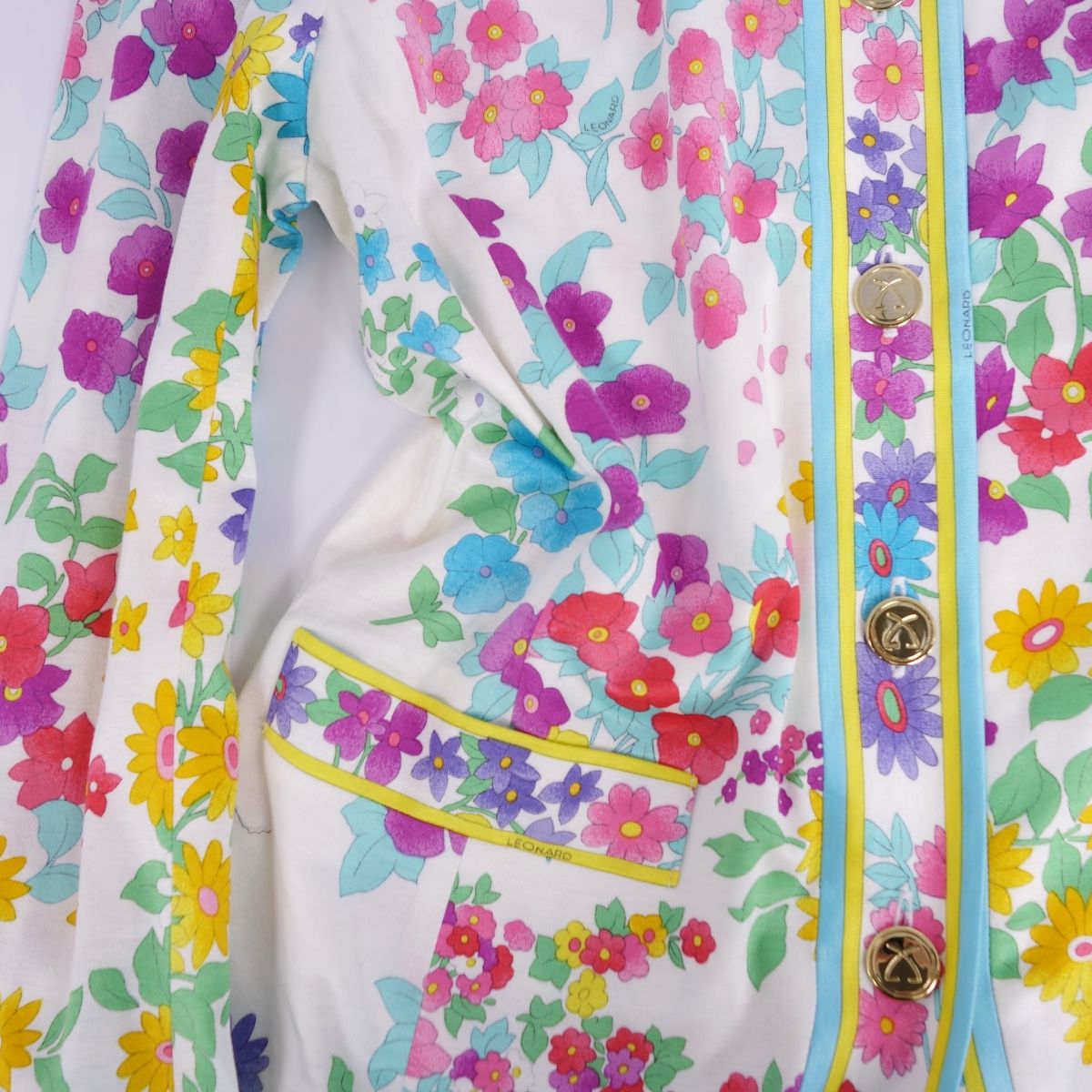 LEONARD FASHION Jacket -Color Flowers Cotton Out  M Multicolor