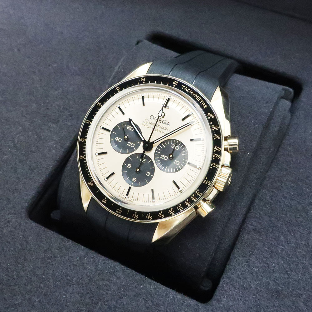 Omega Speedmaster Professional Moonwatch Muster Chronometer 310.62.42.50.99.001 Champagne Black Chronograph K18