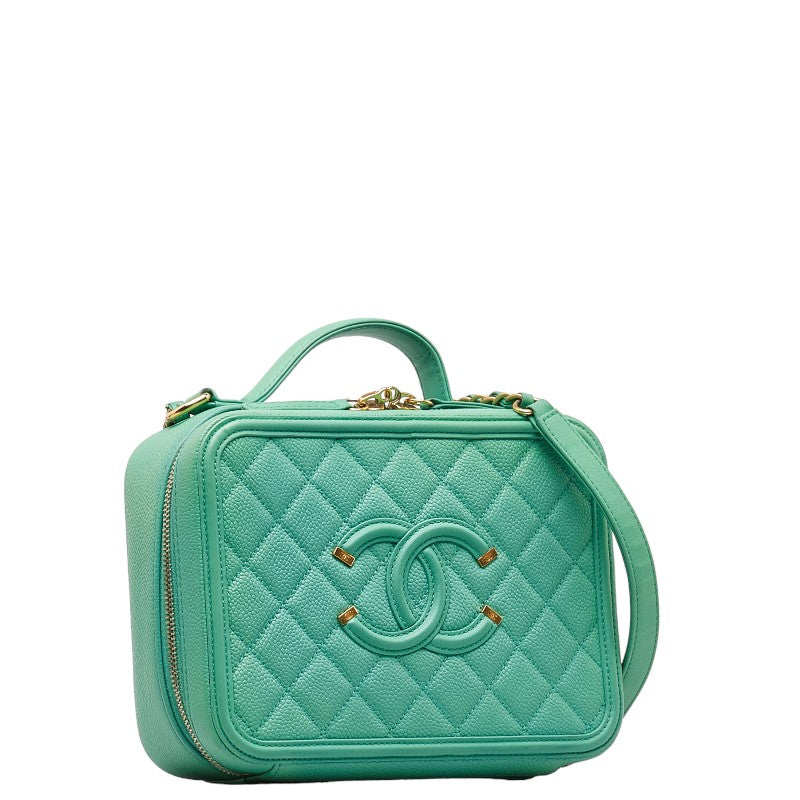 Chanel Matrases Coco Handbag Vanity Bag Shoulder Bag 2WAY Green Caviar S  CHANEL