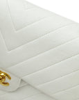 Chanel White Lambskin V Stitch Medium Classic Double Flap Shoulder Bag