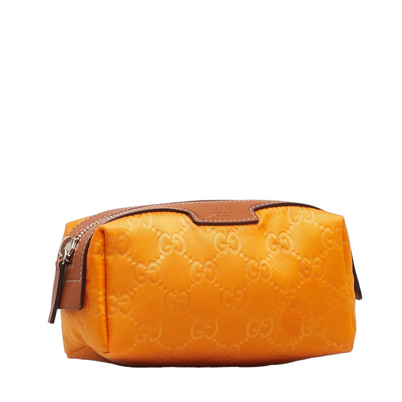 Gucci GG Nylon Pouch 256639 Orange Brown Nylon Leather  Gucci