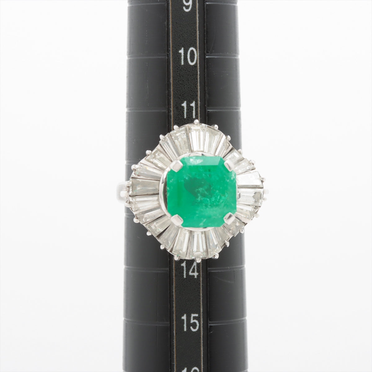 Emerald Diamond Ring Pt900 8.5g 342