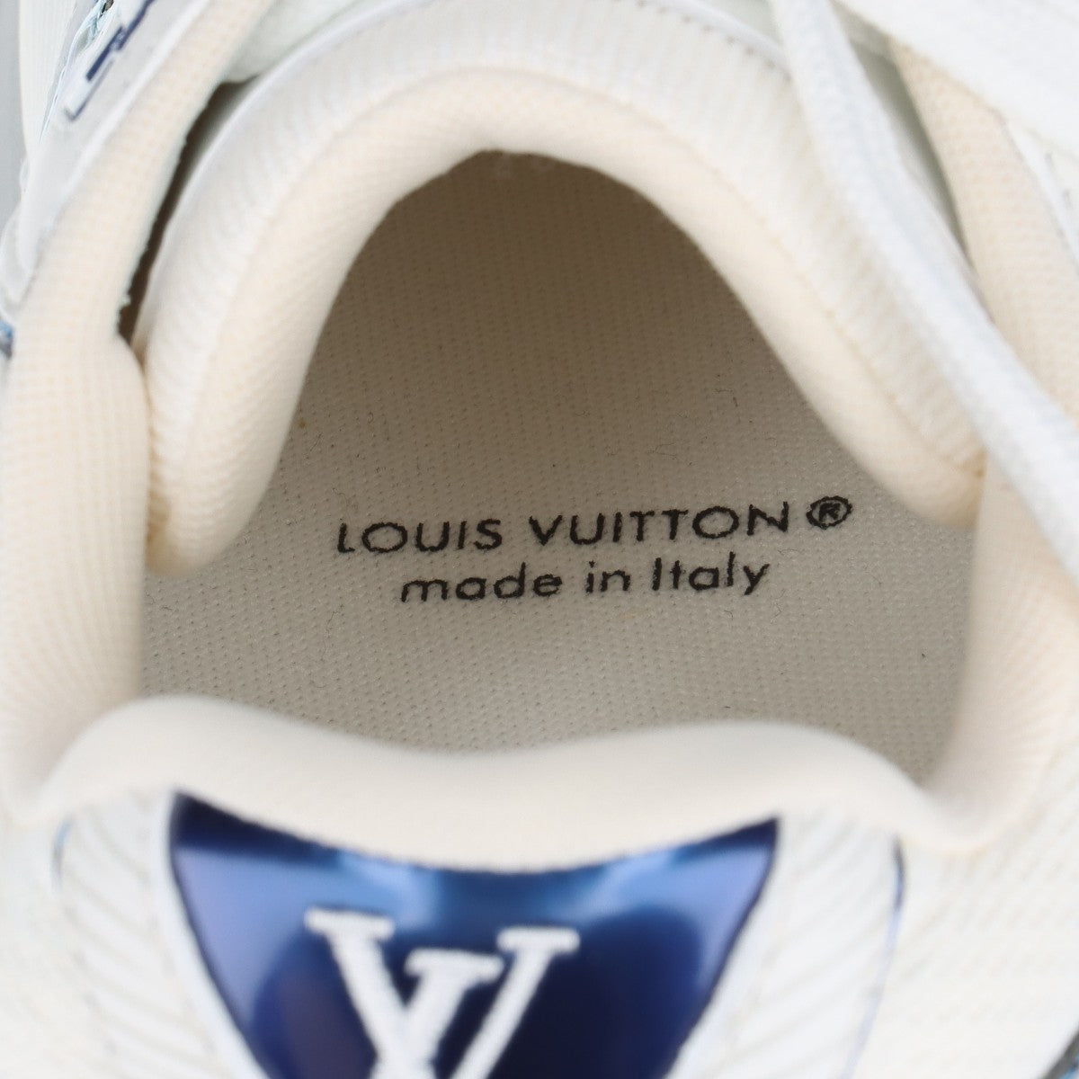 Louis Vuitton Lanewline 22 Years Mesh  Leather Trainers 6 Mens White × Blue BM0292 LV Logo  Bag