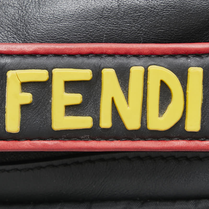 Fendi Monster Ice Logo Fendi Handbag 2WAY 7VA411 Black Leather Nylon  Fendi