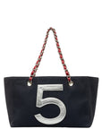 Chanel None. 5 No. 5 Coco Chain Tote Bag Navy Red Silver Canvas Leather  Chanel