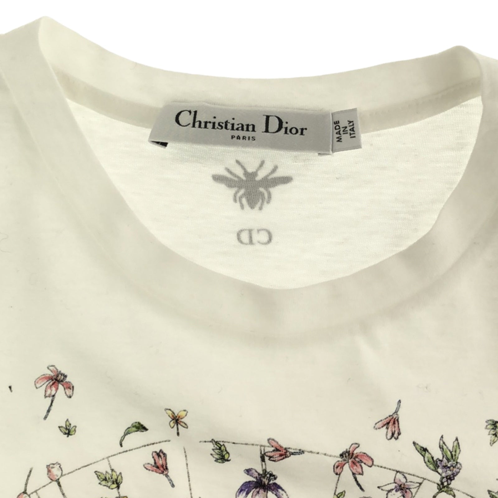 Dior  Flower Painting 2022 Half-Hand   Tops Cotton  White 243T12A4456