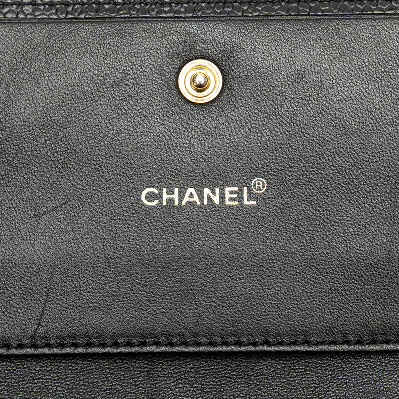 Chanel Coco Three Fold Wallet Black Caviar S  Chanel