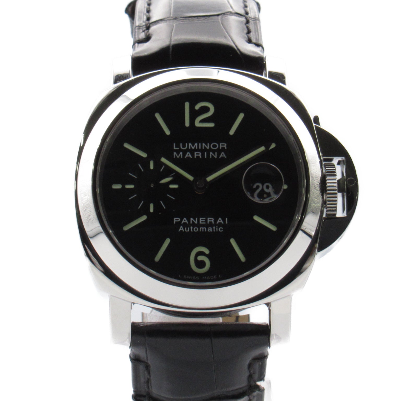 Panerai PANERAI Luminous Marine  Watch Stainless Steel Leather Men Black PAM00104