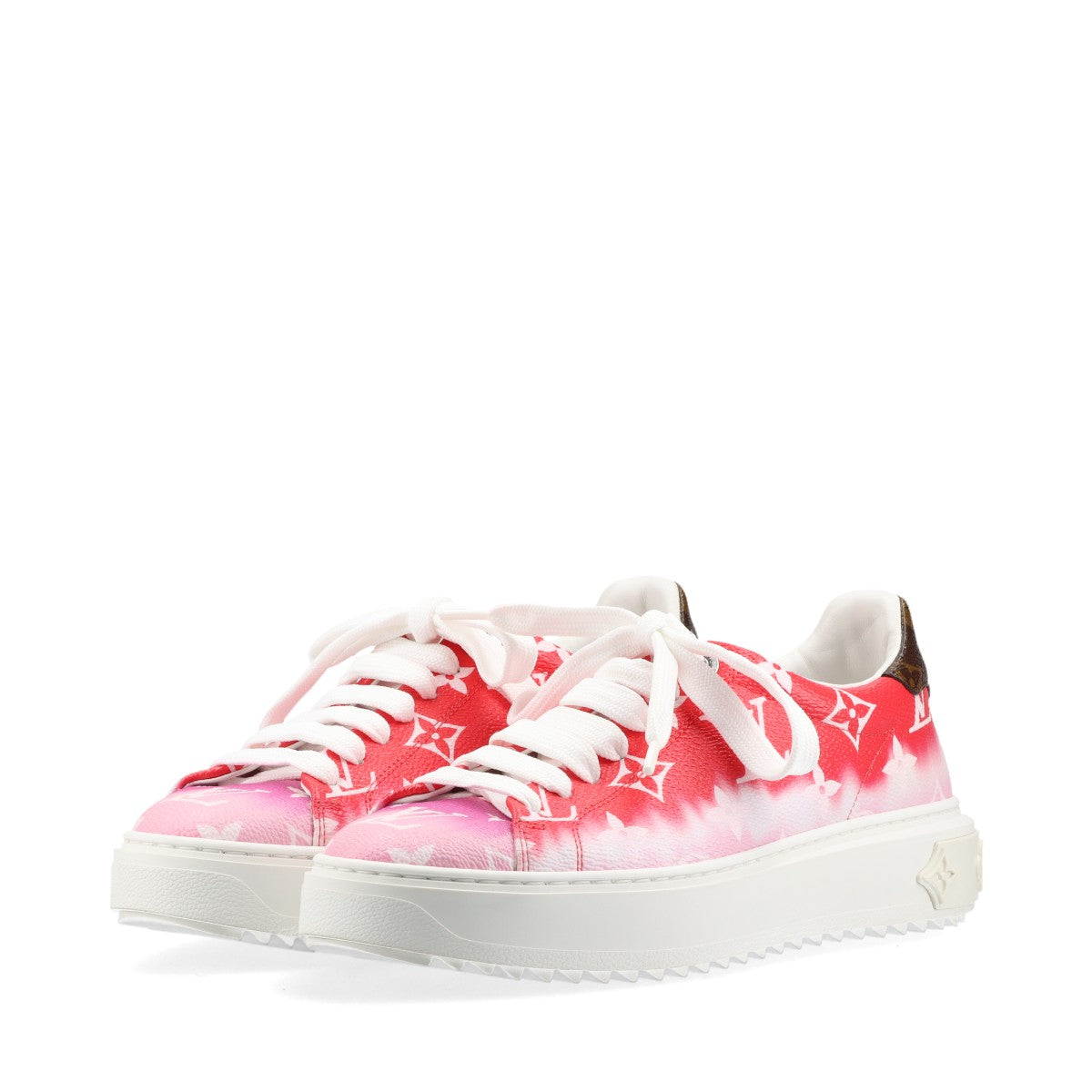 Louis Vuitton Time Outline 19 Years PVC  Leather Trainers 35  Red × White CL1119 Monogram