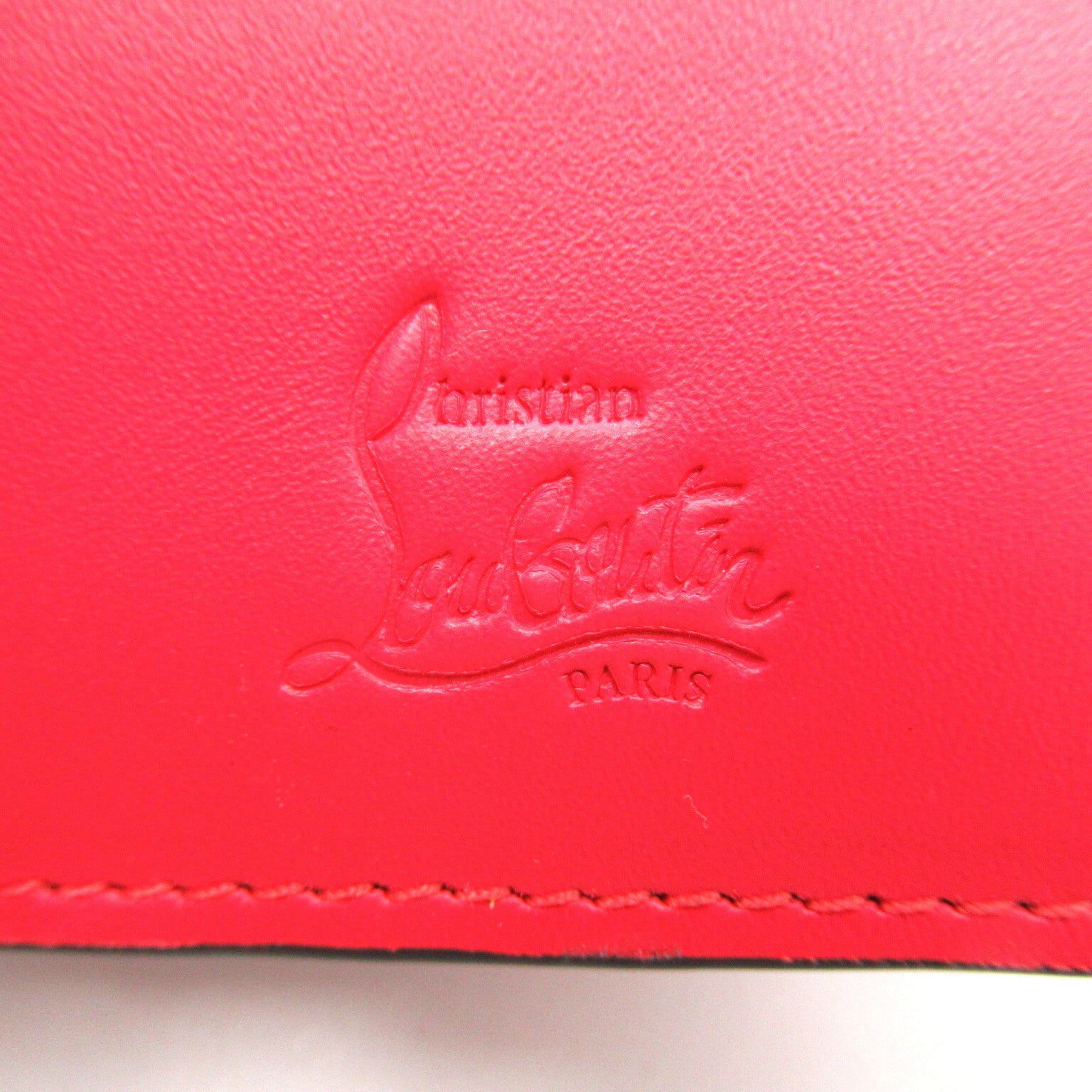 Christian Louboutin   Side Double Fold Wallet Wallet  Leather  Black / Red 1245065CM53