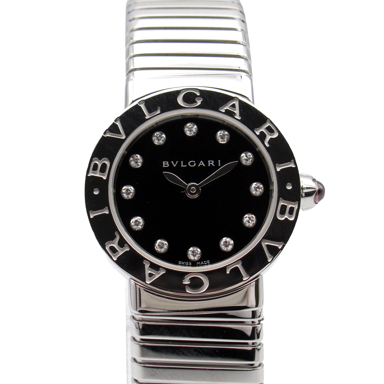 Bulgari BVLGARI n Tubegas 12P Diamond  Watch Stainless Steel  Black BBL26 2TS