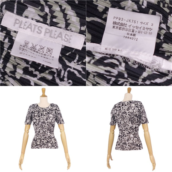 Issey Miyake Pleated   Bracelet Short Sleeve Tops  3 (L equivalent) Black/White   Sleeve Ladies 3 (L equivalent) Black/White