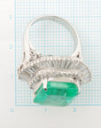 Emerald diamond ring Pt900 19.2g 11.40 D295