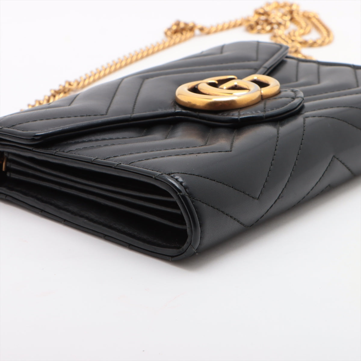 Gucci GG Marmont Leather Chain Wallet 474575 Black