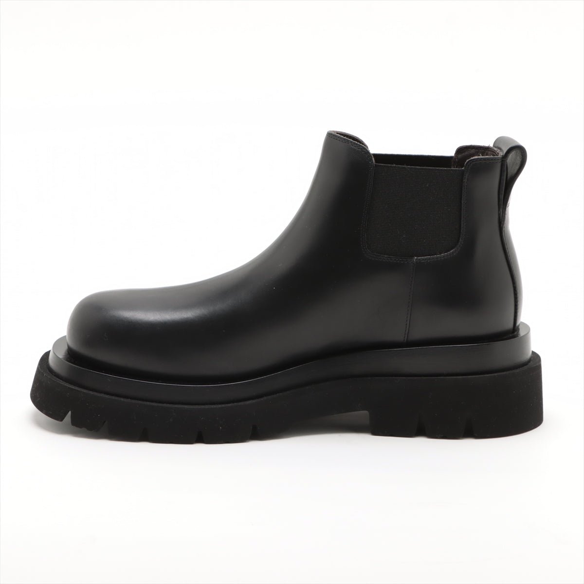 Bottega Veneta Rug Leather X Fabric Side Goar Shoes 37.5  Black Chelsea Boots