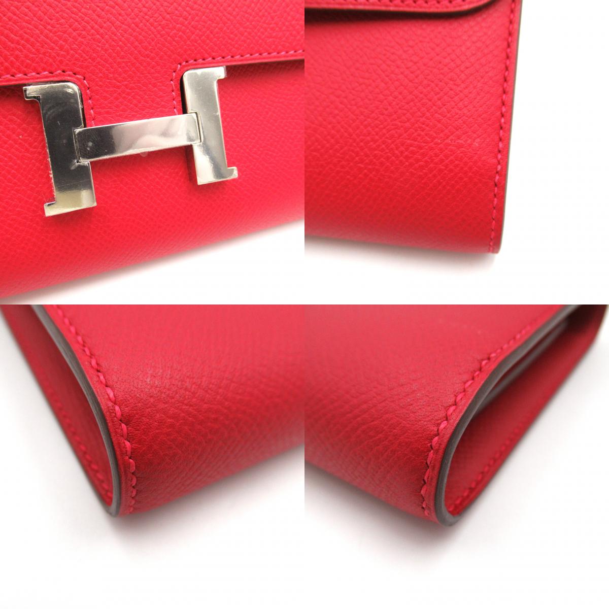 Hermes Hermes Constance Long Twin Fold Wallet Wallet Leather Epsom  Red