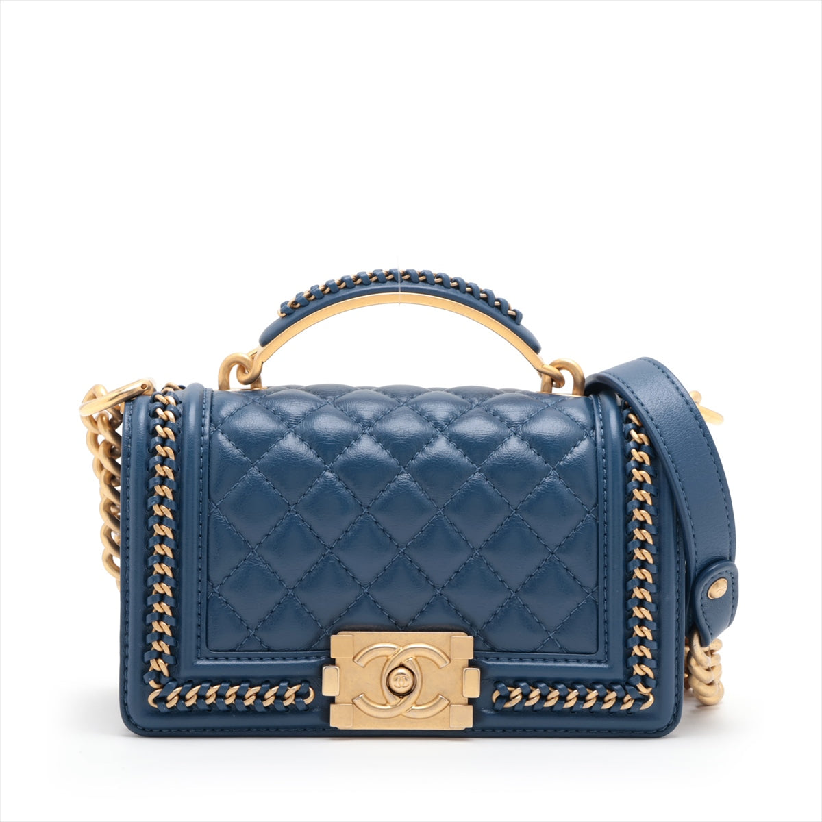 Chanel Boy Chanel 20 小鏈條皮革單肩包 藍色 G A67085