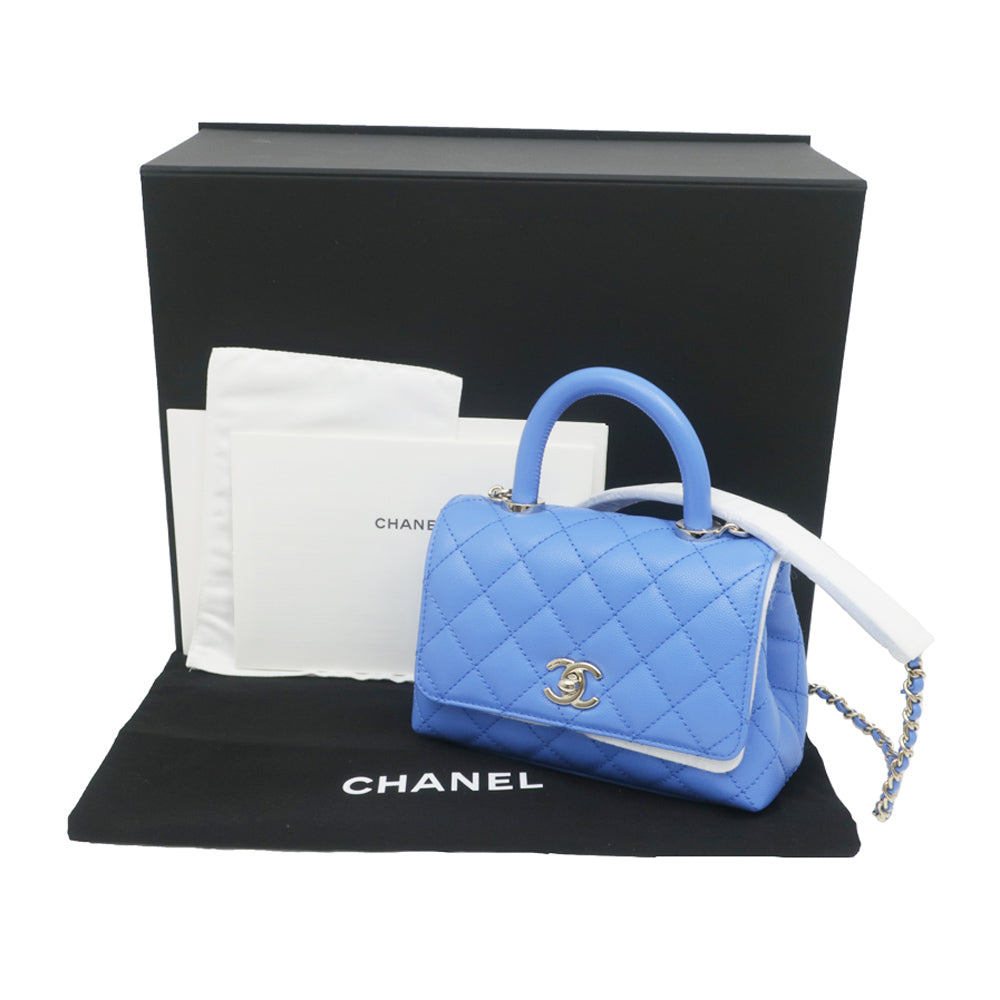 Chanel Coco Handle XXS Green  S Handbag Blue Sheldon GD Gware AS2215
