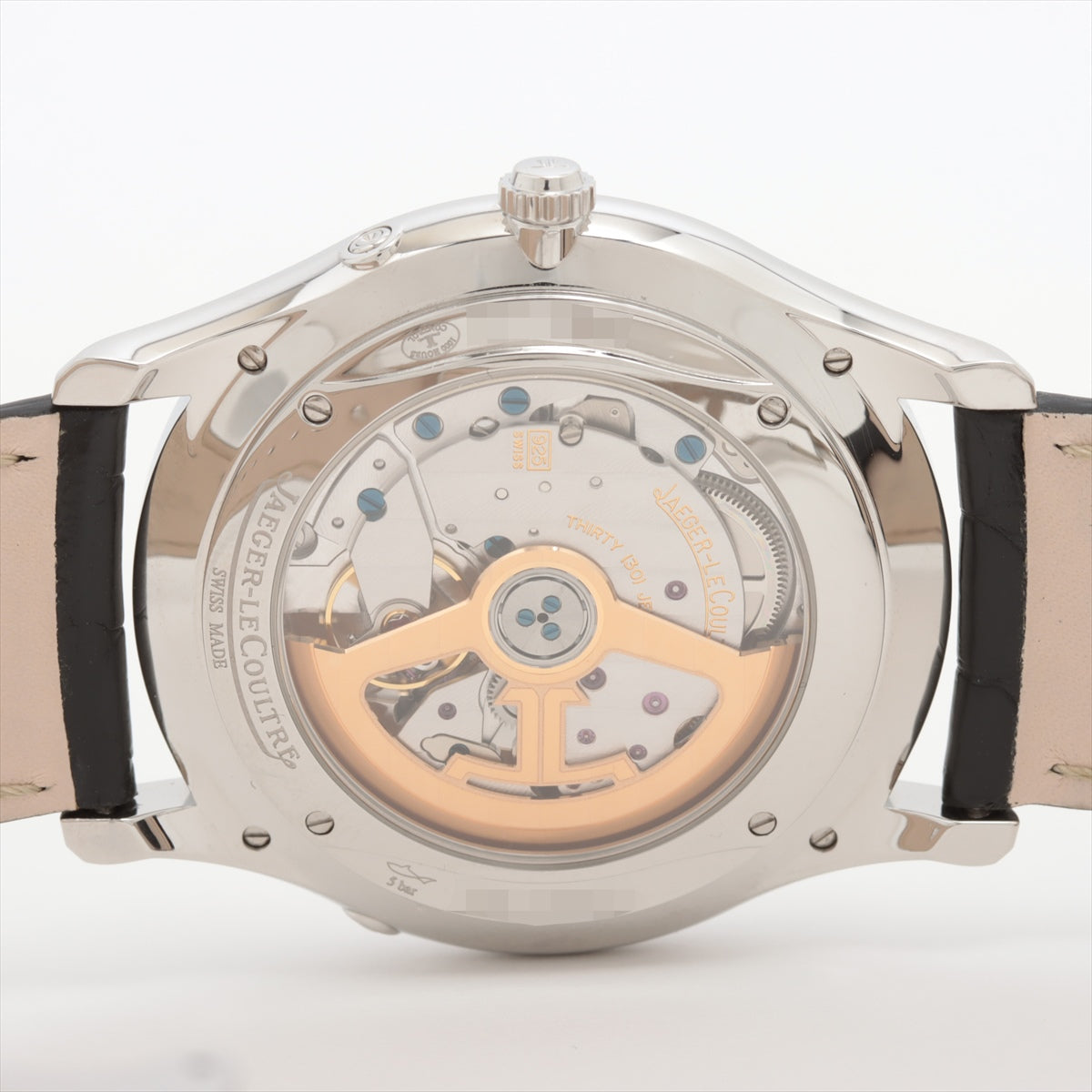 Jaeger Le Coultre Master Ultrasound Moon Q1368420 SS Leather AT Silver Character Disc