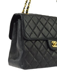 Chanel Black Lambskin jumbo Double Sided Classic Flap Bag
