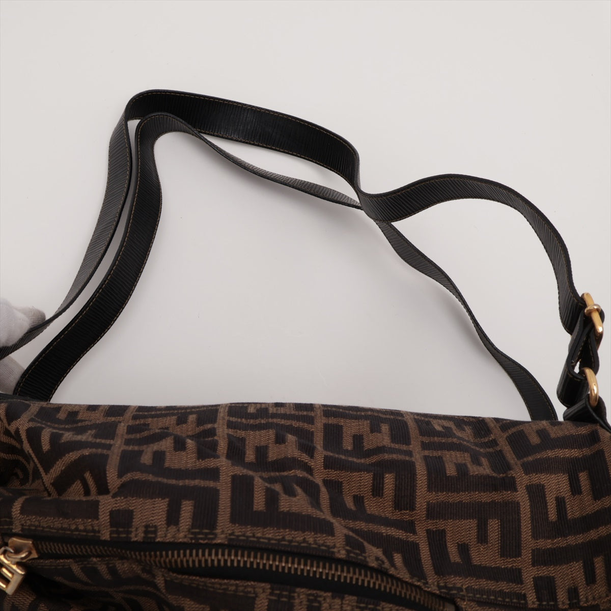 Fendi Zucca Canvas  Leather Backpack/Rack Brown Fence