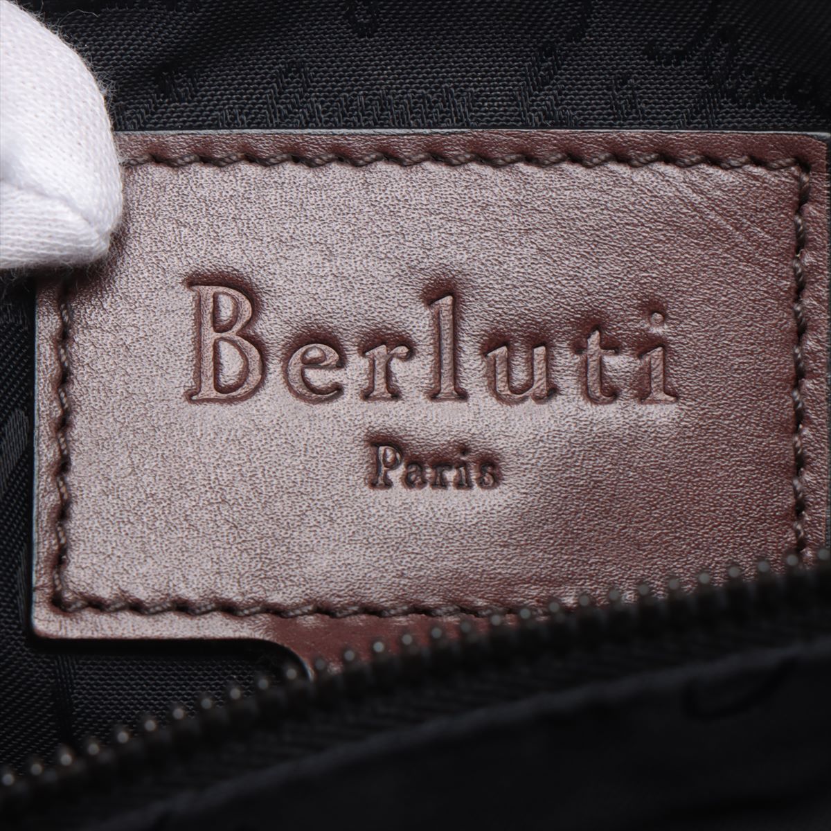 Belotti Caligraphy Leather Tote Bag Brown