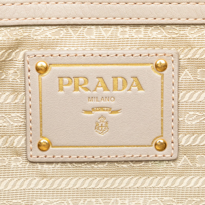 Prada Triangle Logo  Tote Bag BR4383 Beige Nylon Leather  PRADA Higher] Ladies