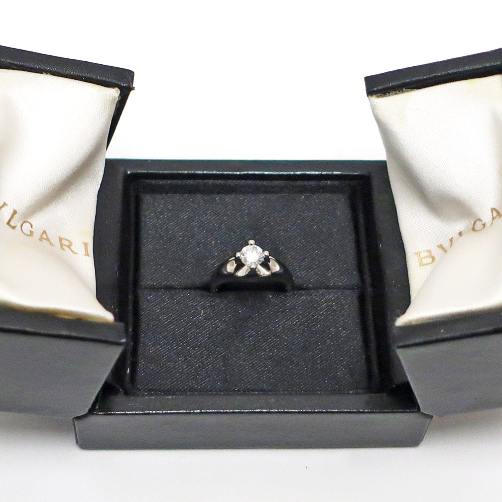 Bulgari Pt950 Crown Solitaire Diamond Ring Ring 1P Jewelry
