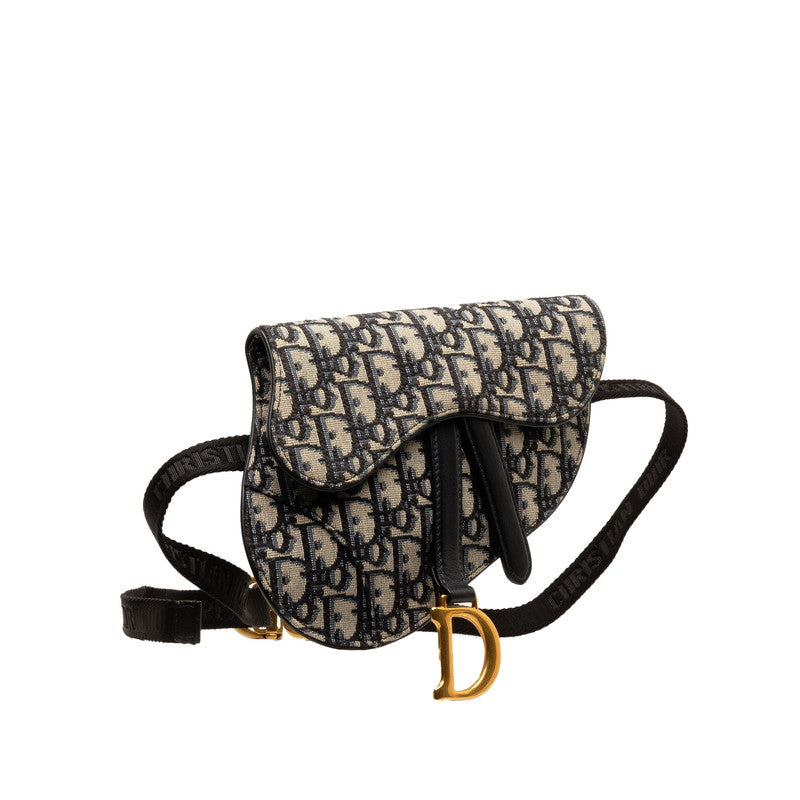 Dior Umbrella Saddle Bag Belt Bag Waist Bag Navy Grey Linen Leather  Dior