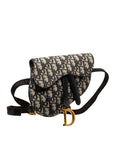 Dior Umbrella Saddle Bag Belt Bag Waist Bag Navy Grey Linen Leather  Dior