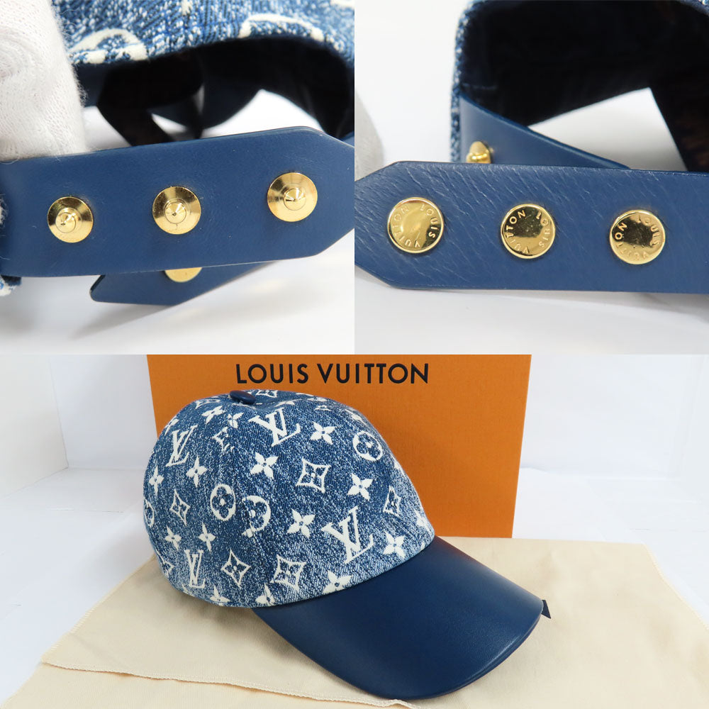 Louis Vuitton Denim M77437 Hat Baseball Hats Monogram Nylon Cotton Blue White Small