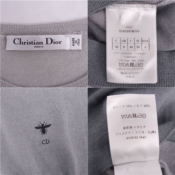 Christian Dior s  Long Sleeve Lingerie Bee Stitching Cashmere Silk Tops  F36 USA4 I40 (equivalent to S) Gr