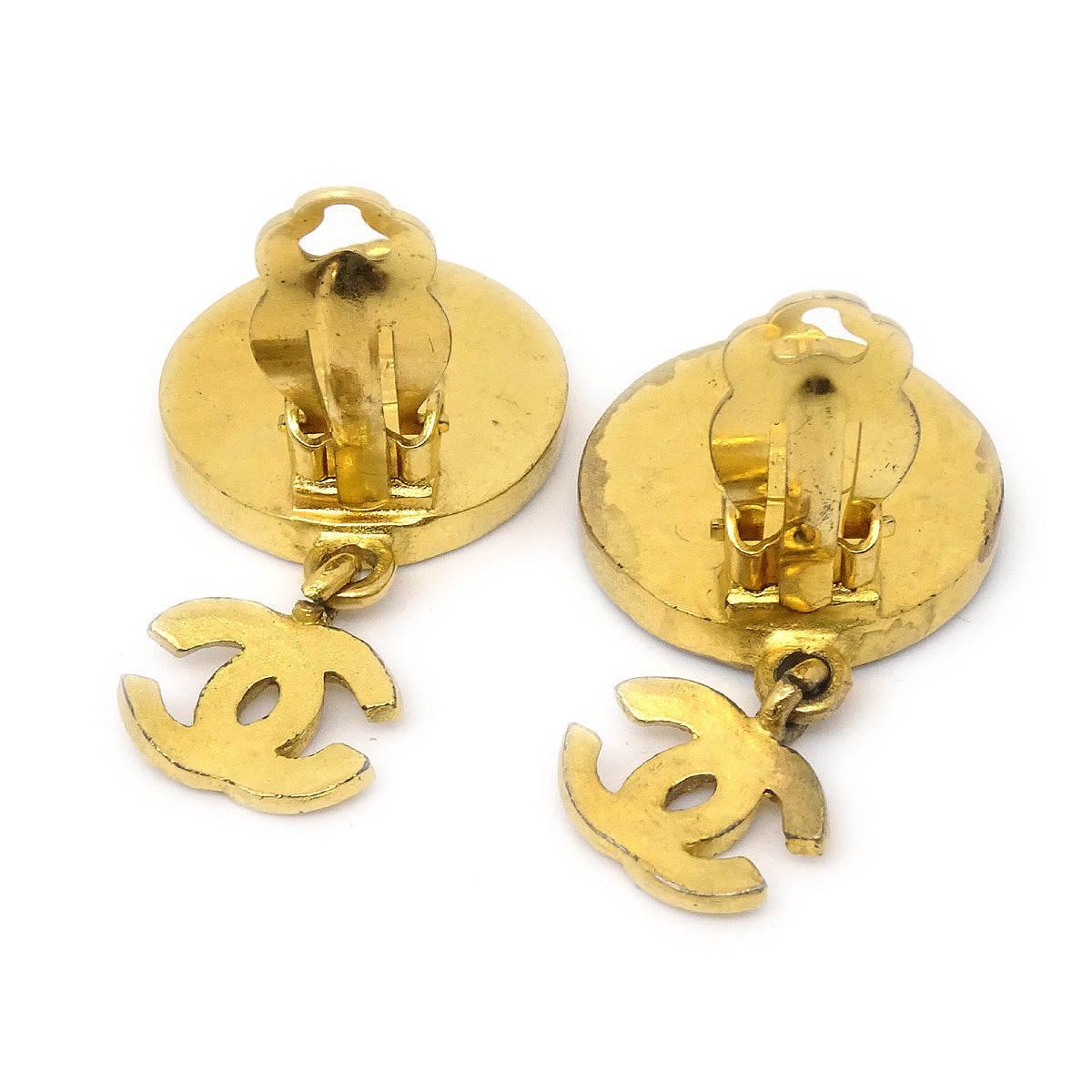 Chanel Earrings Clip-On Pearl Gold 95A