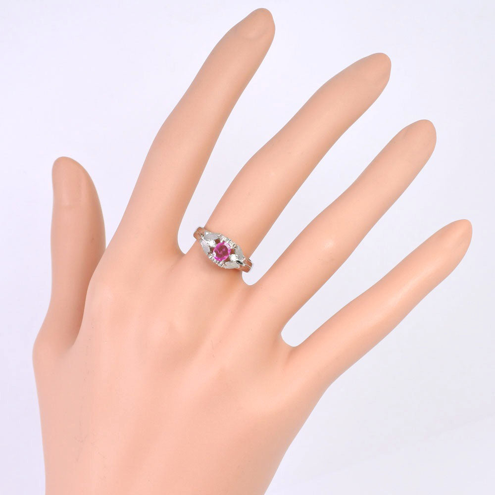 9.5 . Ring Ring Pt900 Platinum x Ru x Diamond Pink  4.4g    Cl