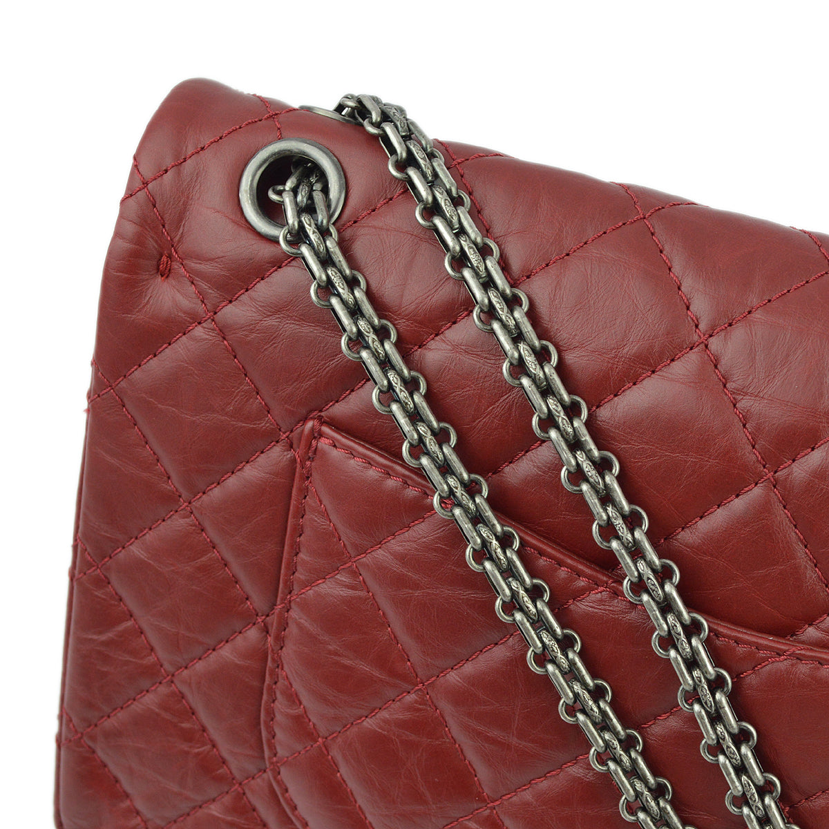 Chanel Red Calfskin 2.55 Classic Double Flap Shoulder Bag