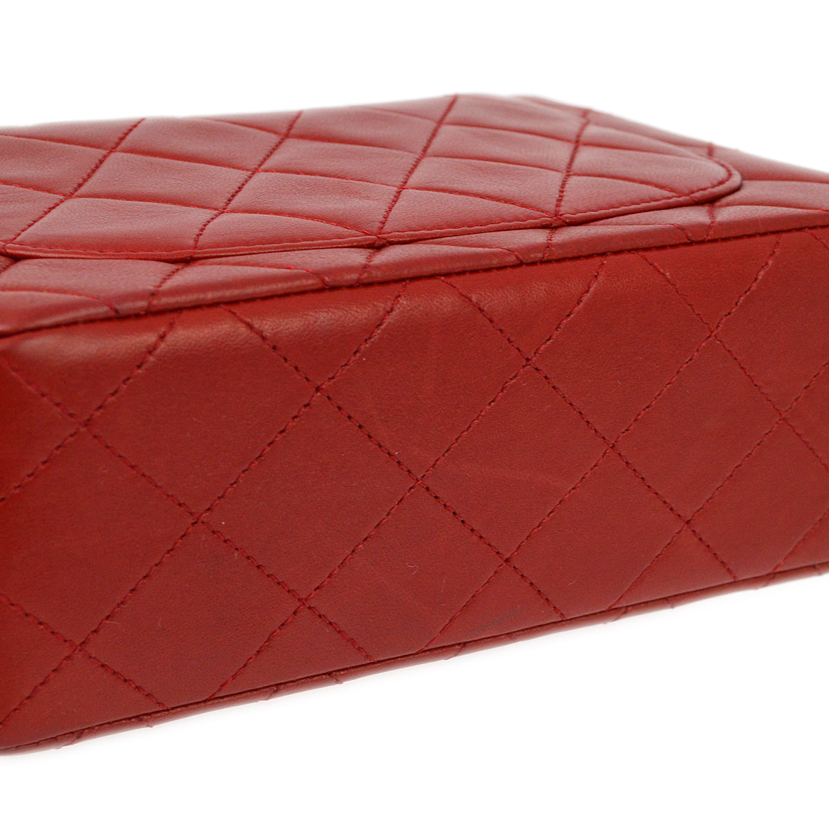 Chanel Red Lambskin Mini Classic Square Flap Shoulder Bag 17