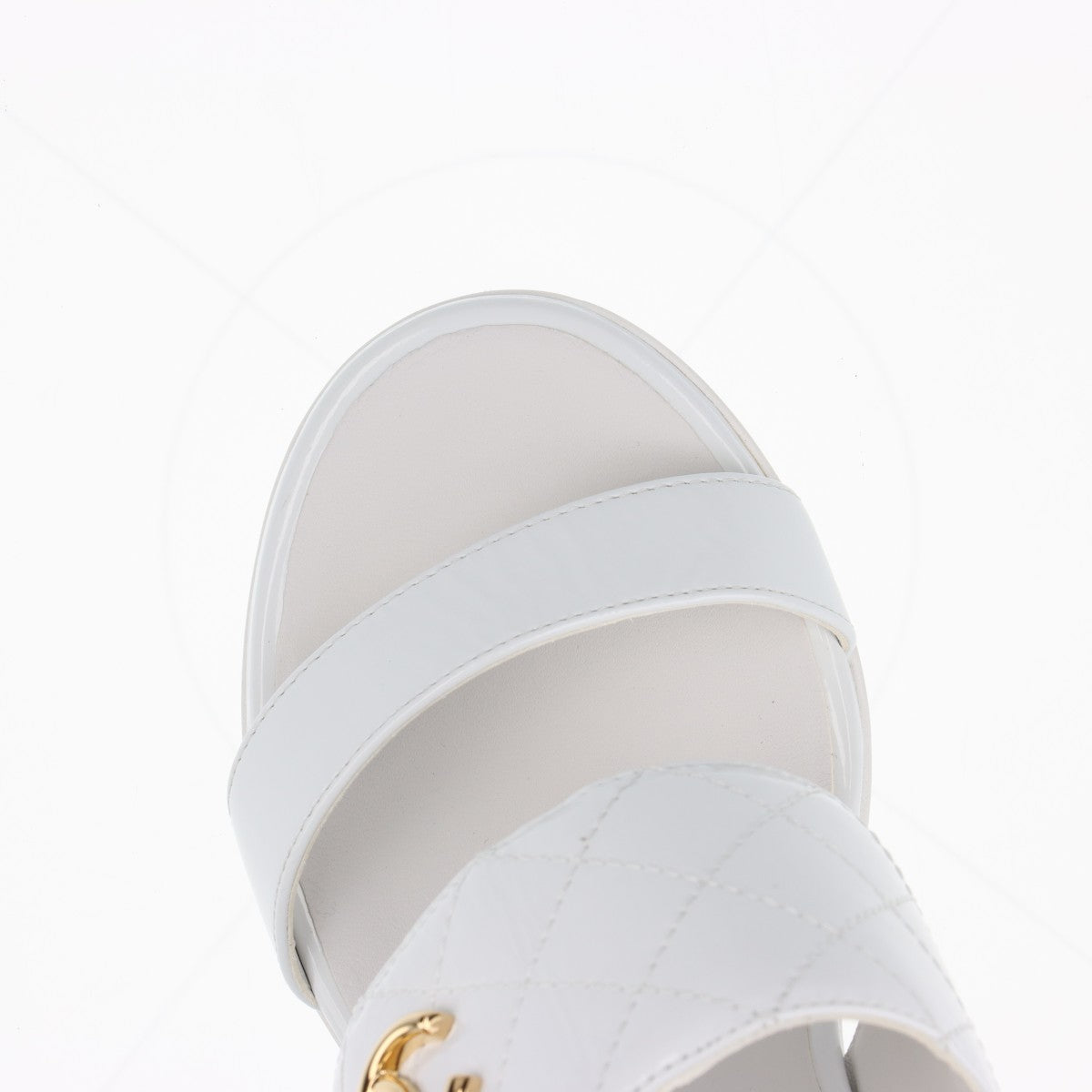 Chanel Coco 23P Patent Leather Sandals 35C  White X G G39730 Matrasse Strip Box  Bag