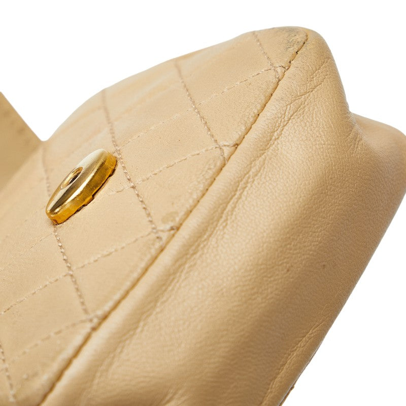 Chanel Mini Matrasse Coco Shoulder Bag Mini Pochette Beige G Leather  CHANEL