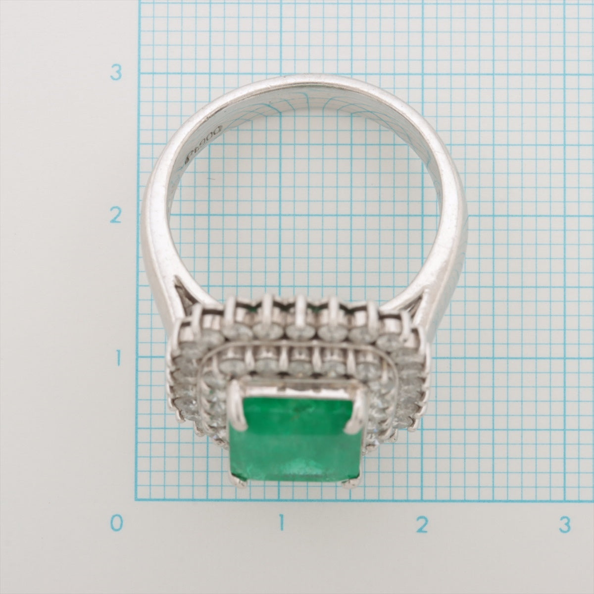 Emerald Diamond Ring Pt900 14.2g E4.43 D1.45