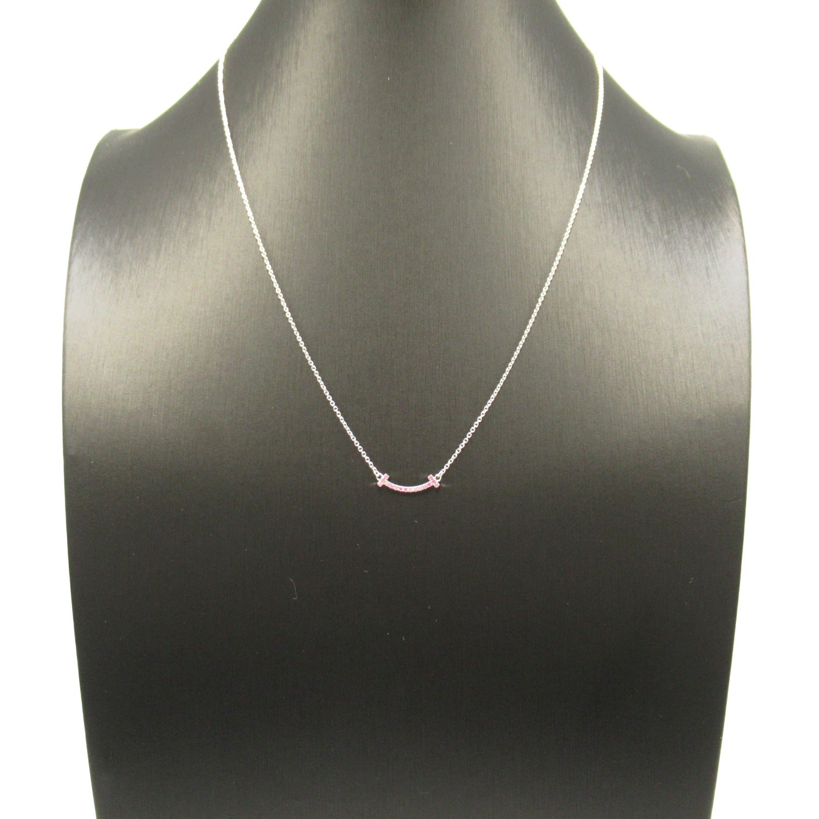 Tiffany TIFFANY&amp;CO T Smile Mini pink sapphire necklace necklace jewelry K18WG (white g) pink sapphire ladies pink