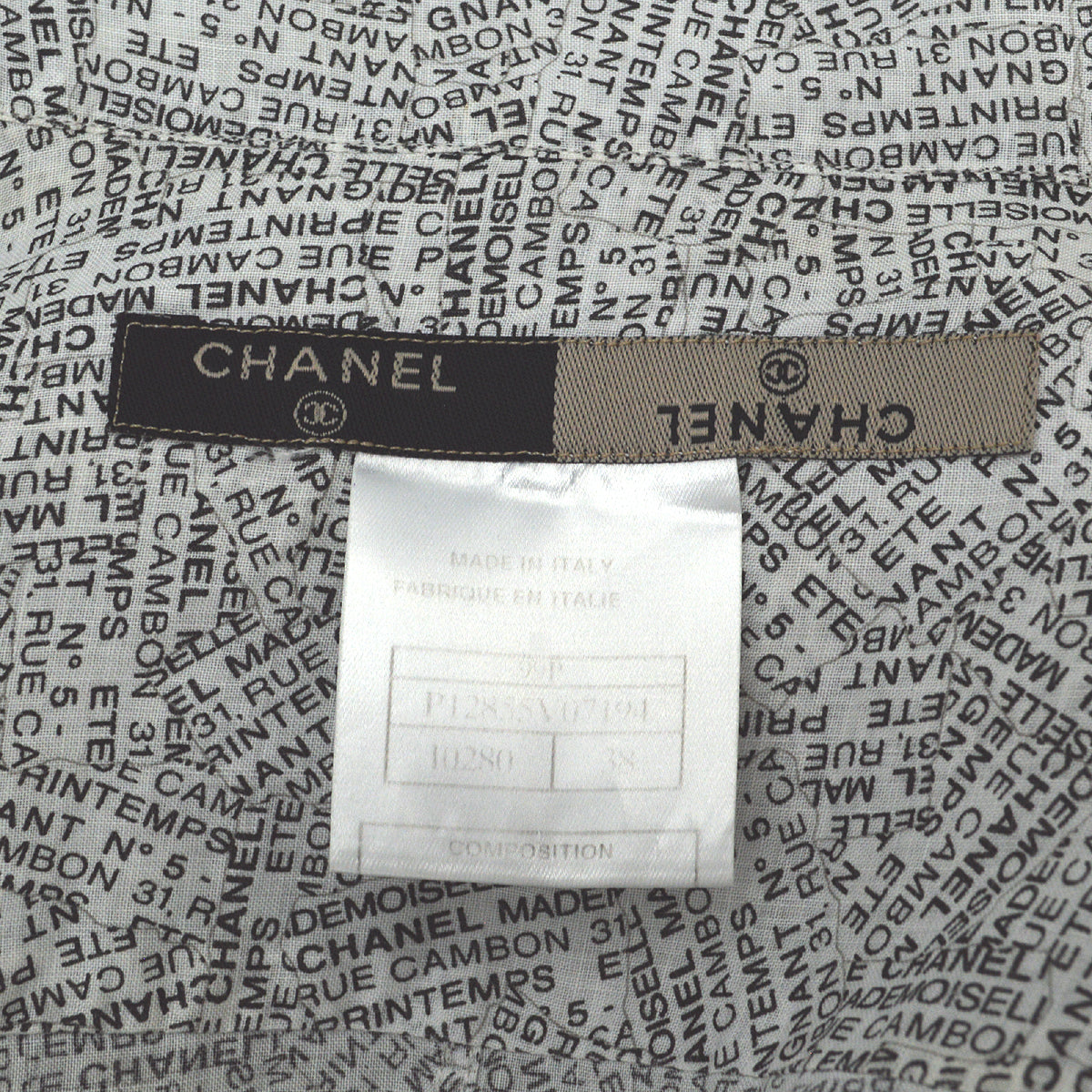 Chanel 1999 Spring Rue Cambon print shirt 