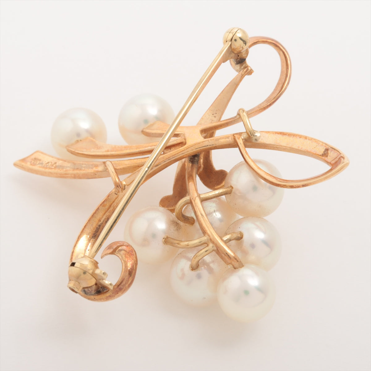 Mikimote Pearl Brooch K14 (YG) 8.8g about 6.5-7.0mm g-coloured hole-hole