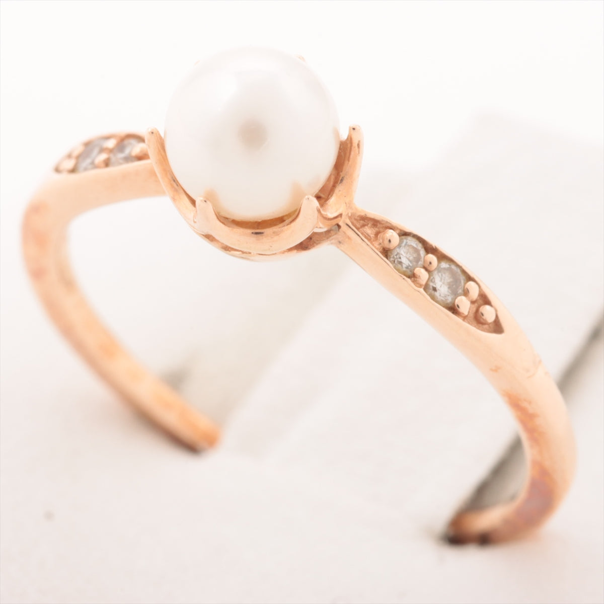 Agat Pearl Diamond Ring K10 (PG) 1.4g 0.04 E
